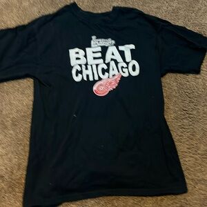 Black red wings Stanley cup tee done large.